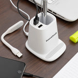 Chargeur Sans Fil avec Support- Organisateur et Lampe LED USB 5 en 1 DesKing InnovaGoods RIV001 Blanc 5 W (Reconditionné A+)